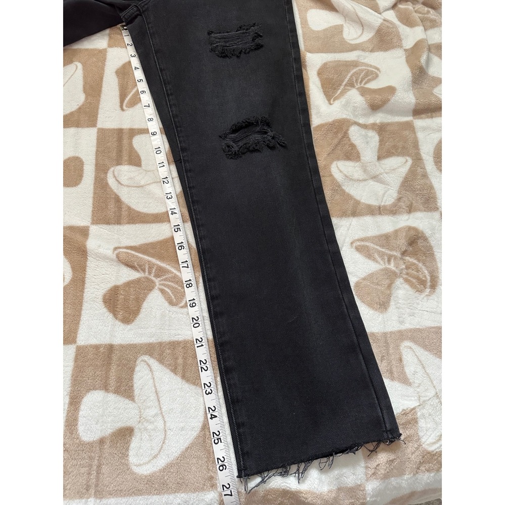 NWT PacSun High Rise Straight Leg Black Distressed Denim Jeans Size 25 - Picture 9 of 11